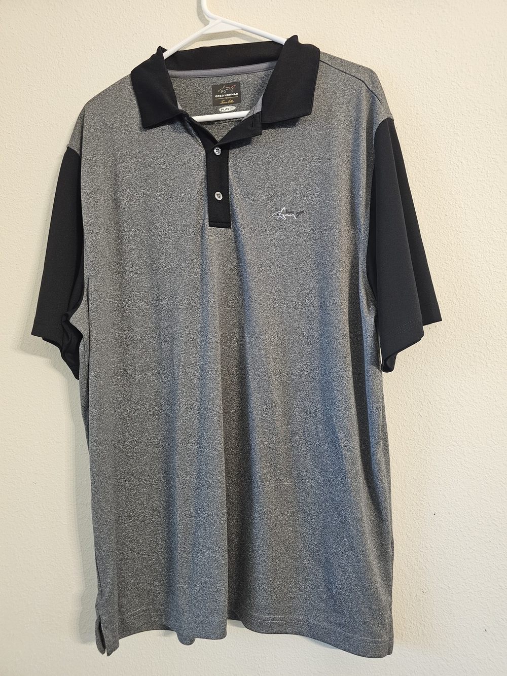 Greg Norman For Tasso Elba - Play Dry Grey Heather polo with Black accents